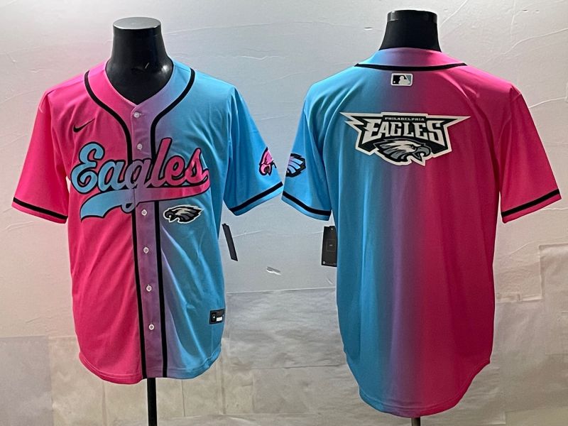 Men 2025 Philadelphia Eagles Blank Blue pink Nike Limited NFL Jersey style 028->philadelphia eagles->NFL Jersey